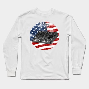 Sound Engineer USA Flag Musician 4th July Long Sleeve T-Shirt